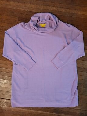 Nola Soft Lavender Cowl Neck Sweater With Pockets - Plus Size